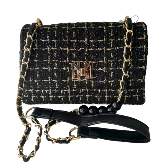 Badgley Mischka Boucle Tweed Shoulder Bag with Braided Chain - Picture 1 of 14